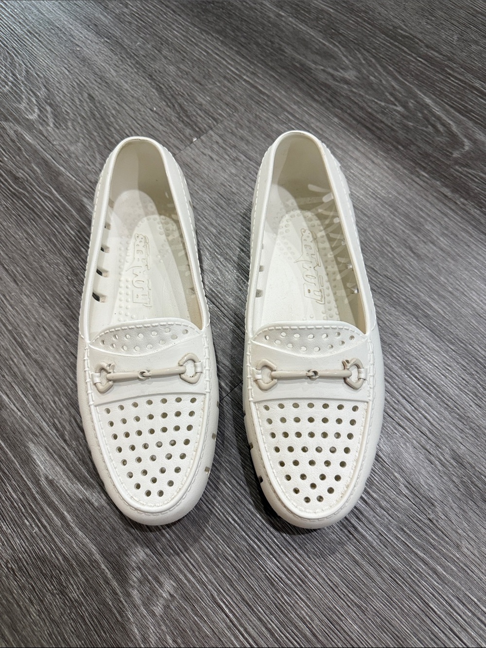 Women's Floafers White Perforated Slip-On Shoes